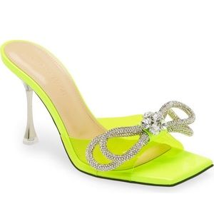 NIB 38 Mach & Mach fluorescent yellow double 🎀🎀square toe mule